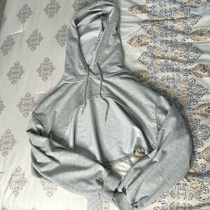 Cropped, open front hoodie with drawstrings